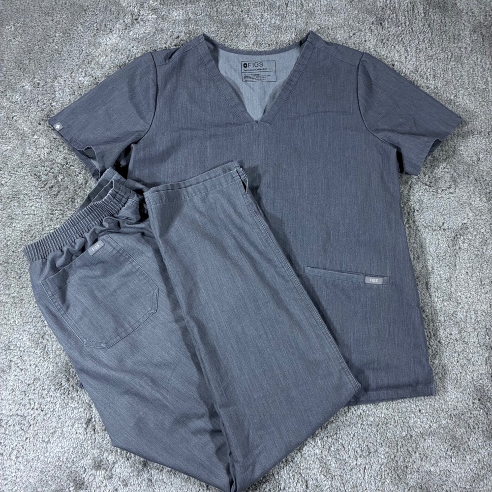 FIGS Scrub Set Womens Large Gray Technical Collection FW1100 TW2000R Yola